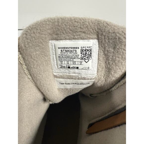 Sperry Saltwater Emboss Wool Duck Boots Women Size 12 Cream Waterproof Insulated - Picture 7 of 8